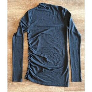 Modern Citizen Black Ruched Side Mock Neck Long Sleeve Top Women’s Medium